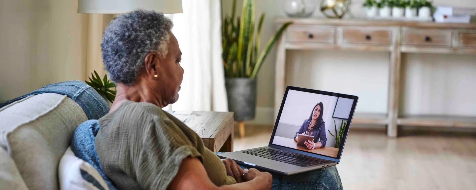 Woman on online meeting